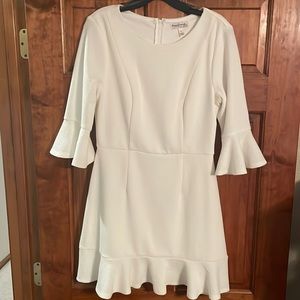 Xtraordinary White Dress - with Bell Sleeves - Large